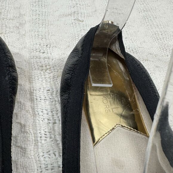 MICHAEL KORS Black Leather Mary Janes Shoes Ballet Flats Slip On Size 6.5 M - Picture 4 of 16